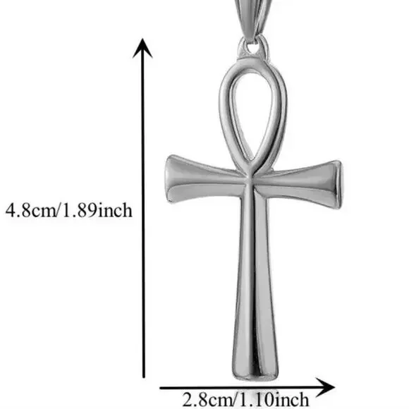 Ankh Egyptian Necklace African American Black Silver Birthday Valentine's Gift